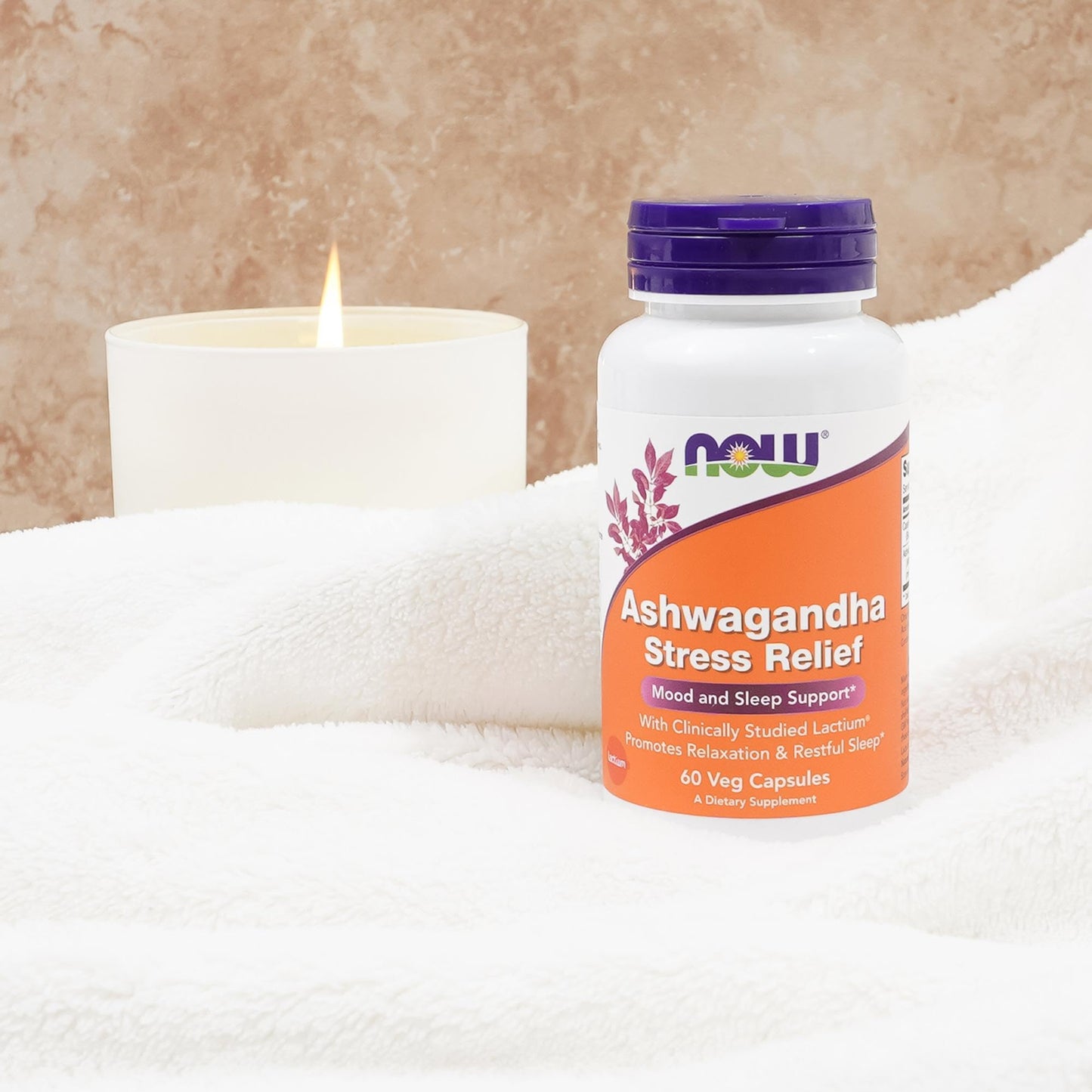 NOW Foods Ashwagandha Stress Relief, Mood and Sleep Support with Clinically Studied Lactium, Promotes Relaxation & Restful Sleep, 60 Veg Capsules