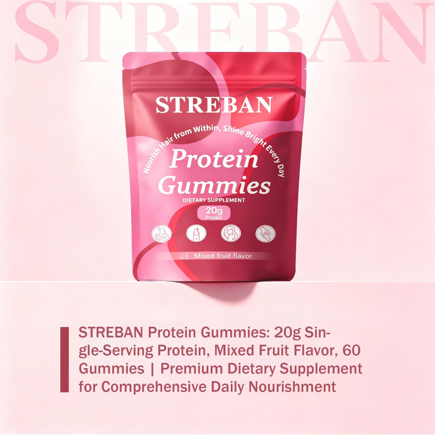 STREBAN Protein Gummies, 60 Gummies