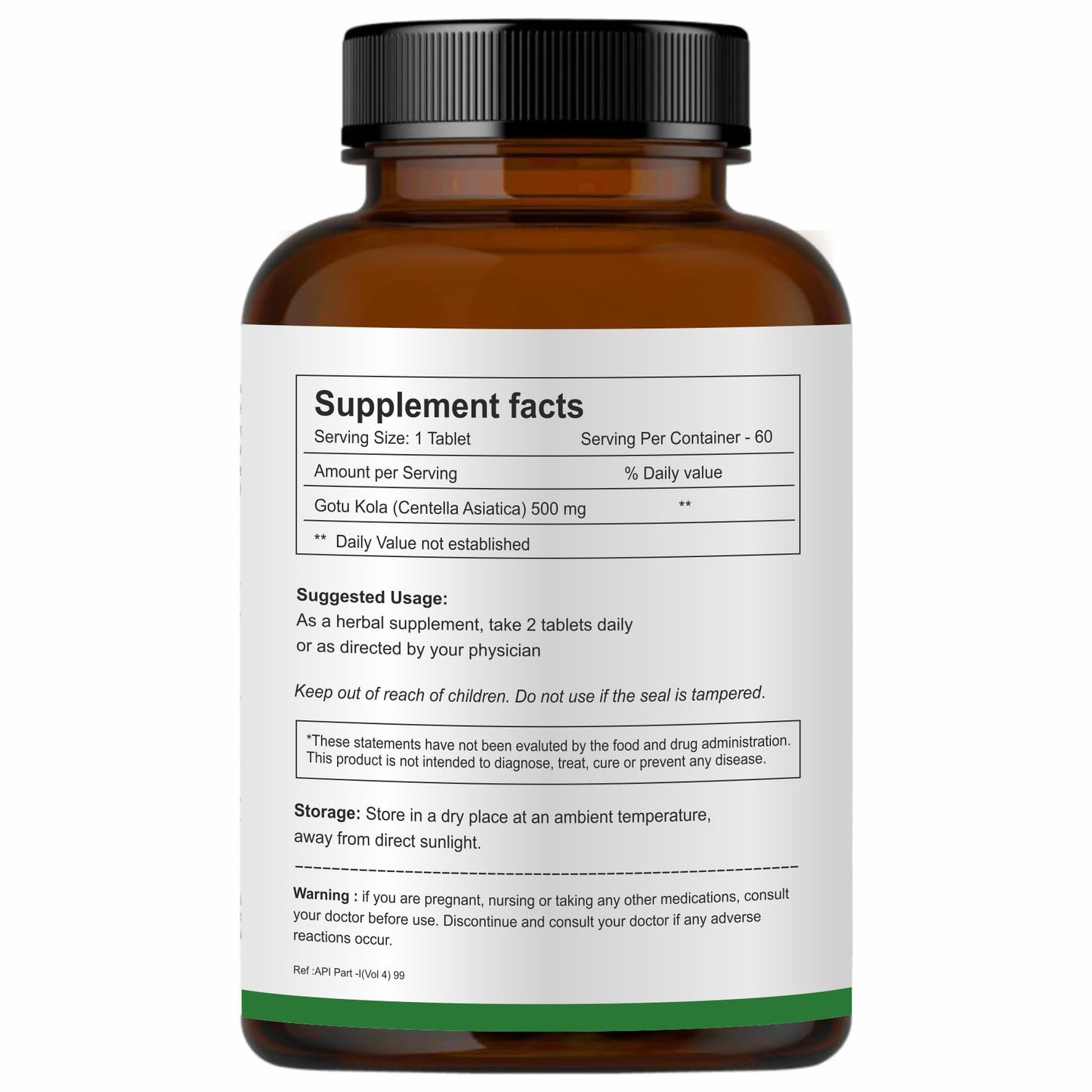 Herb Essential Organic Gotu Kola 500mg Tablet, 60 Tablets
