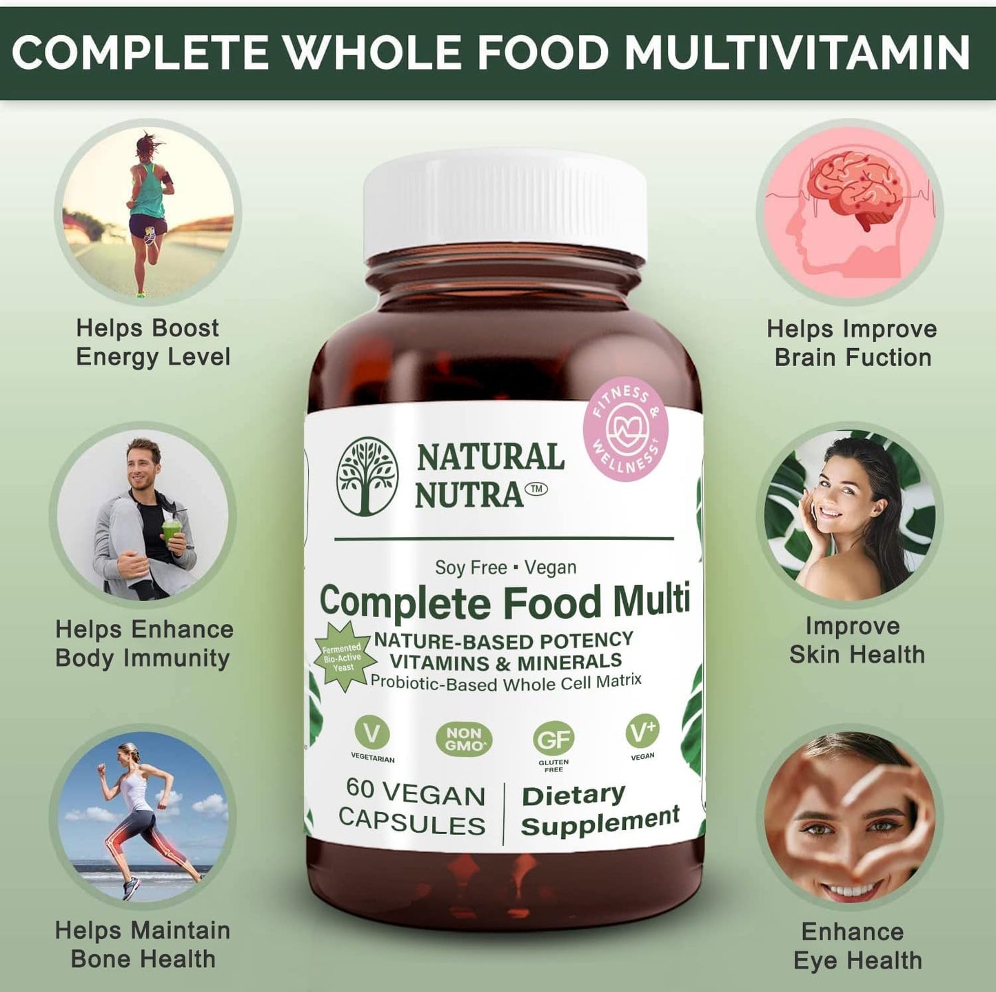 Natural Nutra Whole Food Complete Multivitamin and Mineral for Women and Men, 60 Capsules