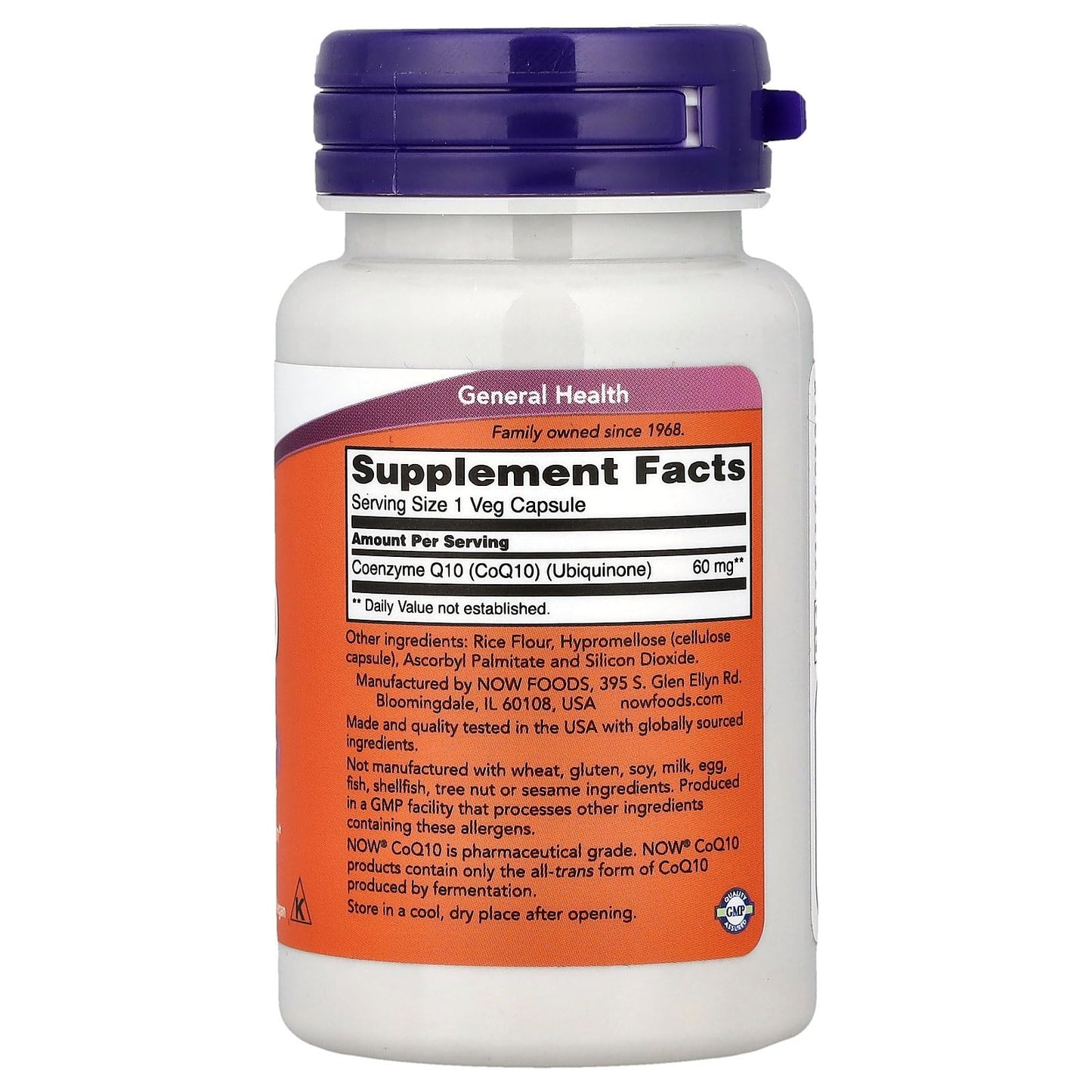 NOW Foods CoQ10 60 mg Veg Capsules, 60 Count