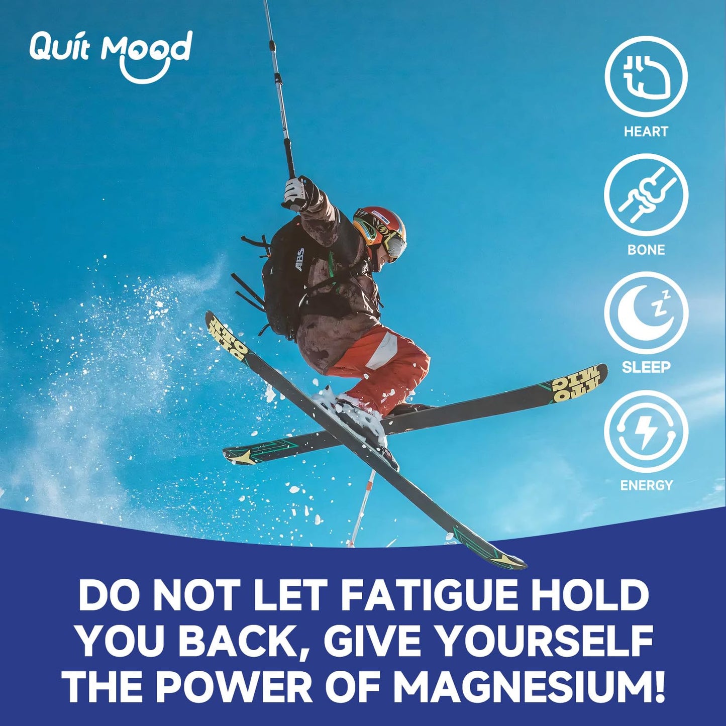 Quit mood Magnesium 10 in 1 Complex 420mg Full Spectrum Magnesium Supplement with Glycinate, Citrate, Malate & Taurate Supports Muscle, Nerve & Bone, Non-GMO, 90 Capsules
