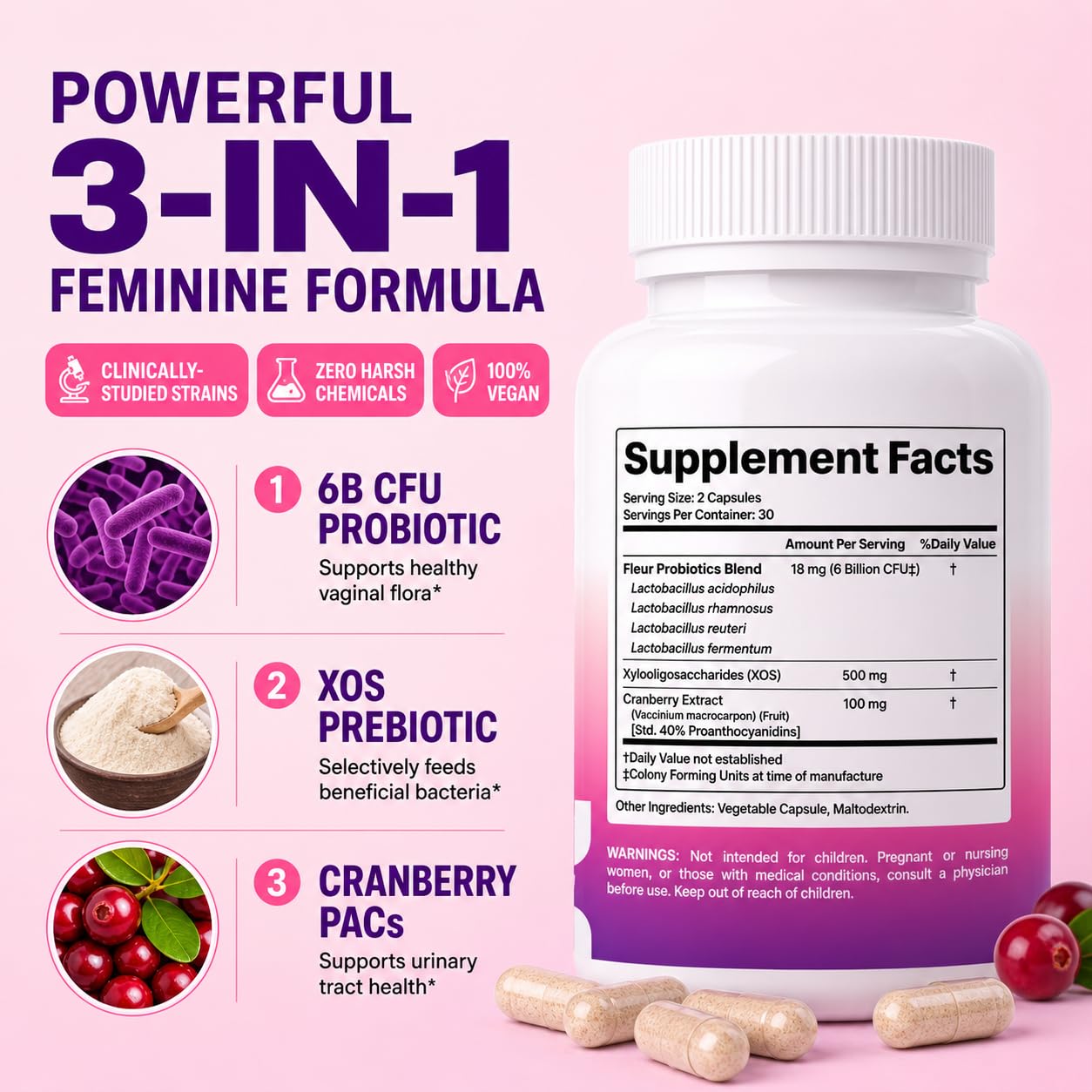 Her Intima Fleur Vaginal Probiotic for Women Capsules 60 Count