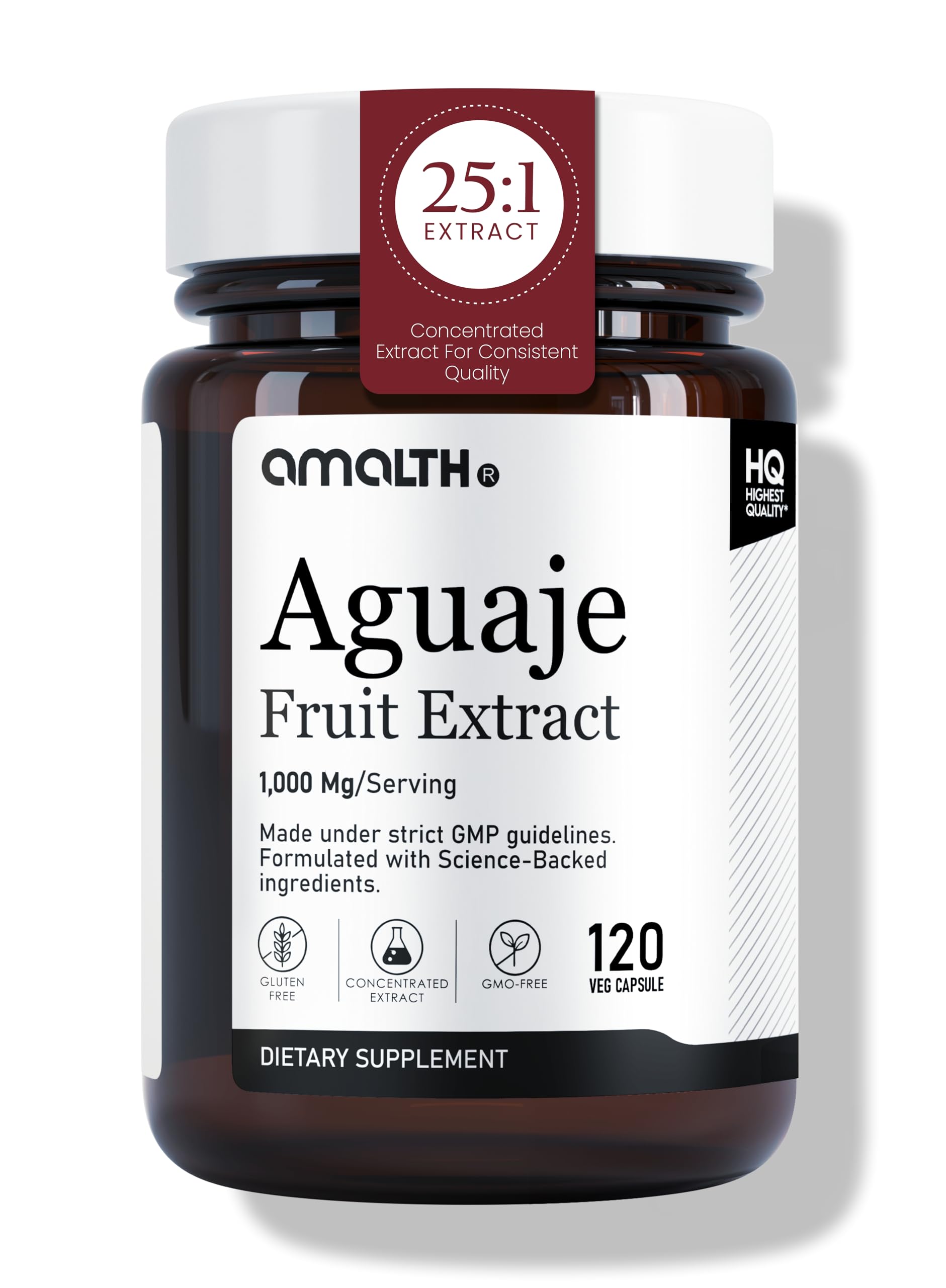 AMALTH Aguaje Curves 1000 mg Capsule for Women, Extra Strength from Peru Natural Supplements, 120 Capsules, Non-GMO