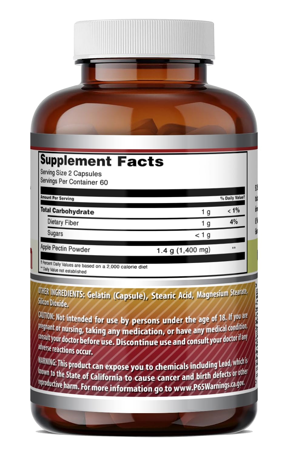 Amazing Nutrition Apple Pectin 1400 mg Per Serving Capsules, 360 Count
