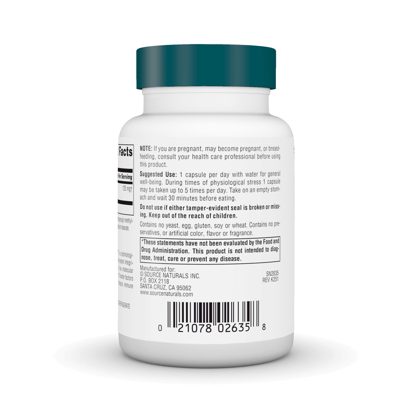 Source Naturals Wellness Transfer Factor 125 mg Capsule, 60 Capsules