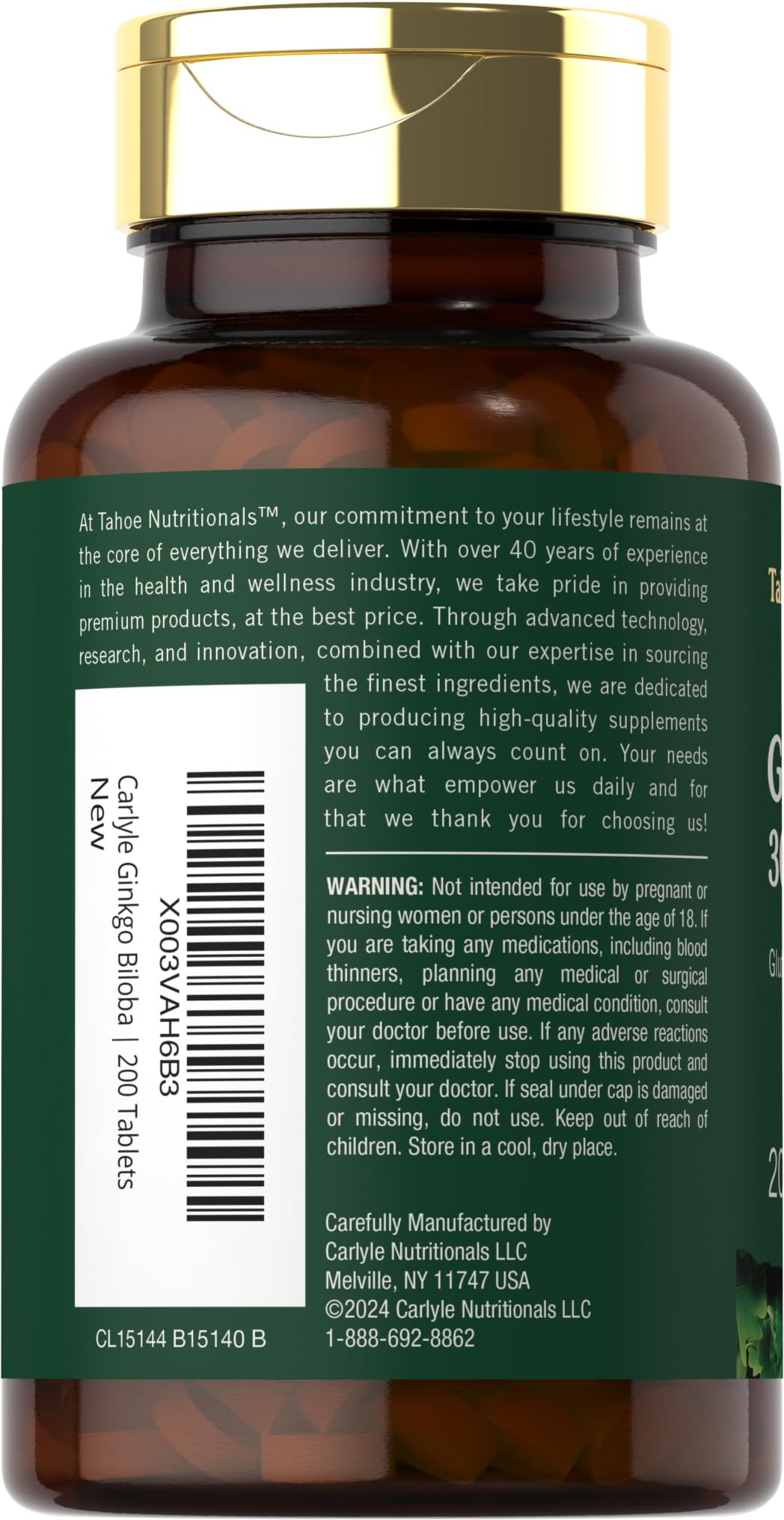 Carlyle Ginkgo Biloba Tablets 200 Count
