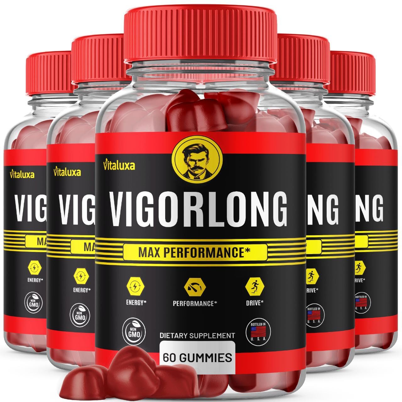 Vitaluxa Vigorlong Gummies Maximum Strength All Natural Advanced Formula Performance Blend Supplement for Health and Wellness, 300 Gummies