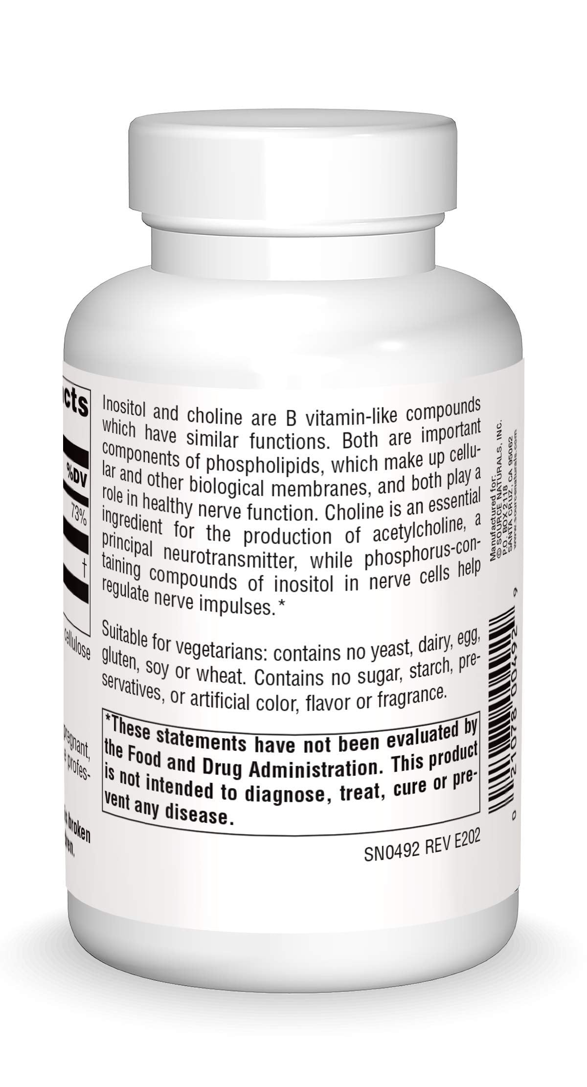 Source Naturals Inositol & Choline 800 mg Supports Healthy Nerve Function Tablets, 100 Count