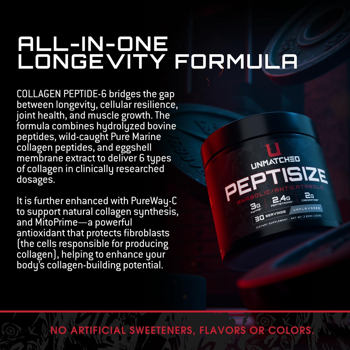 Unmatched Peptisize Advanced Muscle Support Formula Powder 2.83 oz