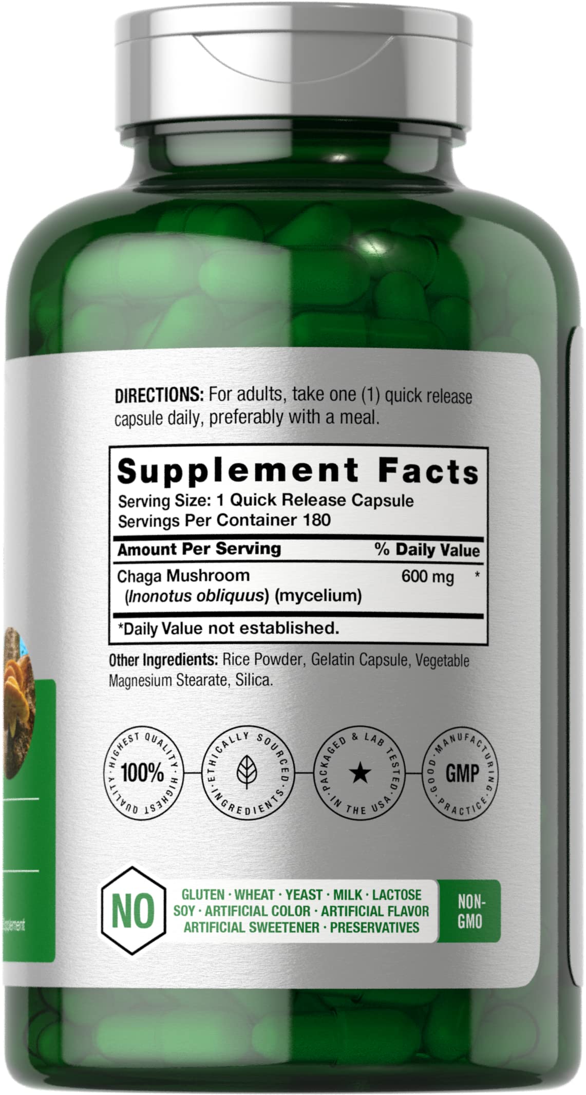 Horbäach Chaga Mushroom Capsules 180 Count