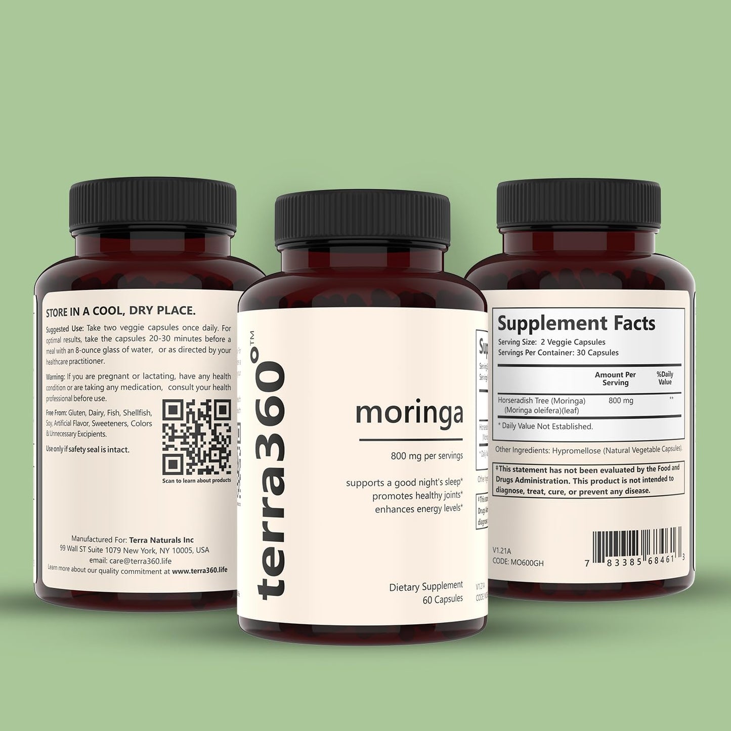 terra360° 800mg Moringa Capsules, 60 Capsules