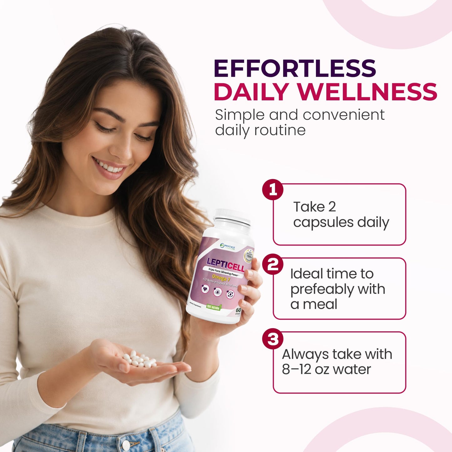Phytage Labs LeptiCell Advanced Wellness Supplement with Damiana, Dong Quai, Omega-7s & Antioxidants – Supports Beauty from Within, 60 Capsules