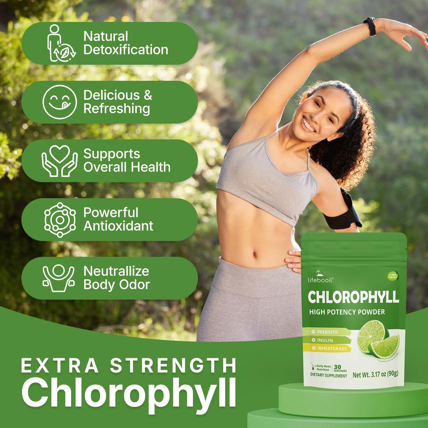 Lifebooil Chlorophyll Powder, 3.17 oz