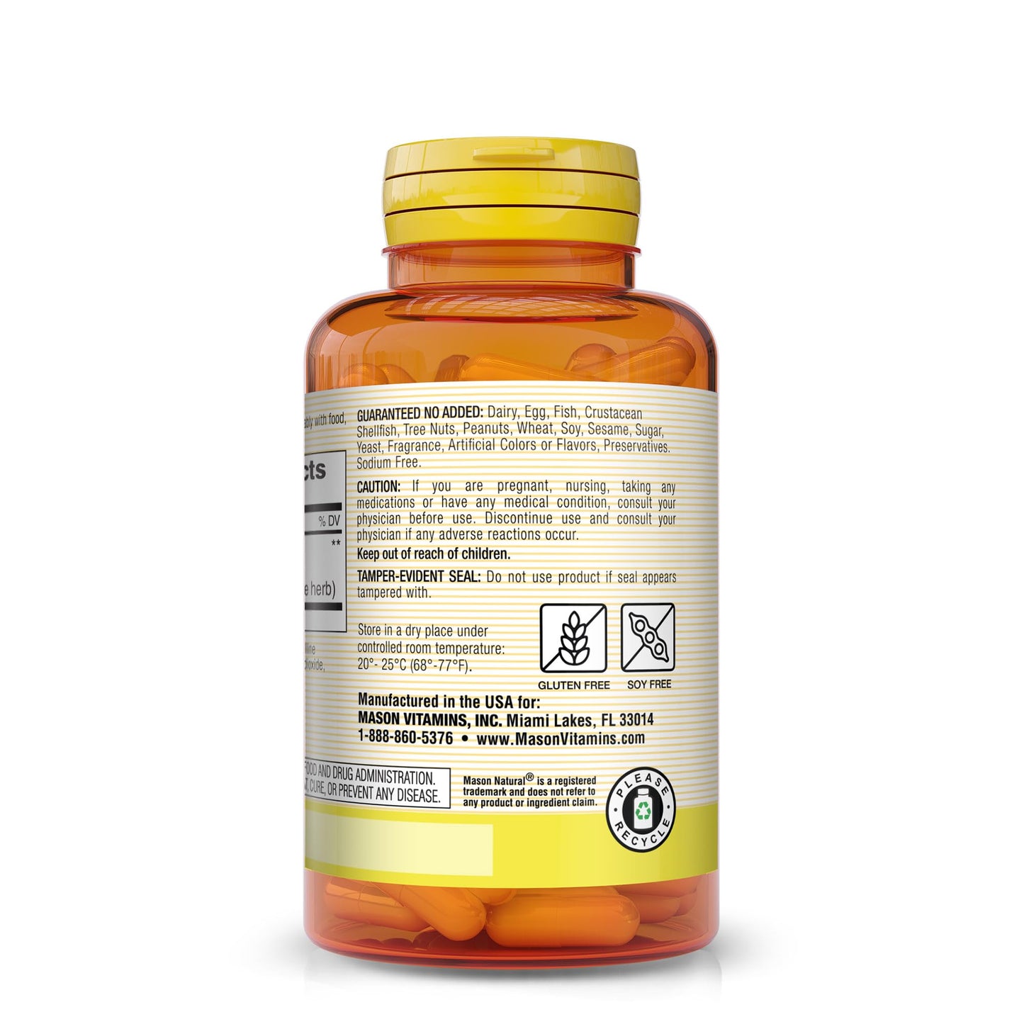 Mason Natural Ginkgo Biloba Leaves Powder 500 mg per Capsule, 180 Capsules