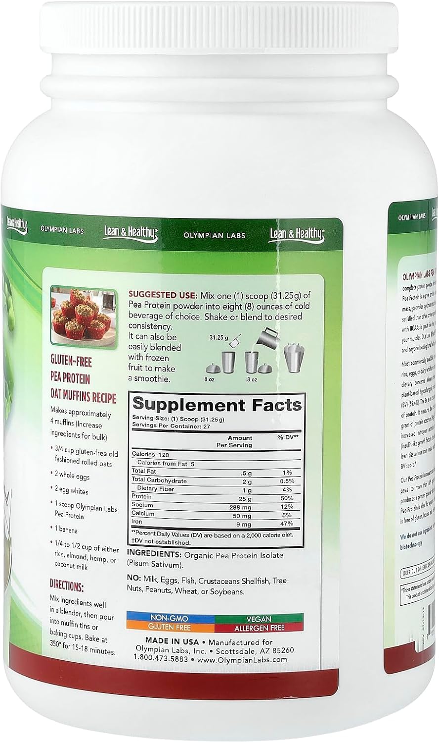 Olympian Labs Plant Based Pea Protein Powder, 1.86 lb
