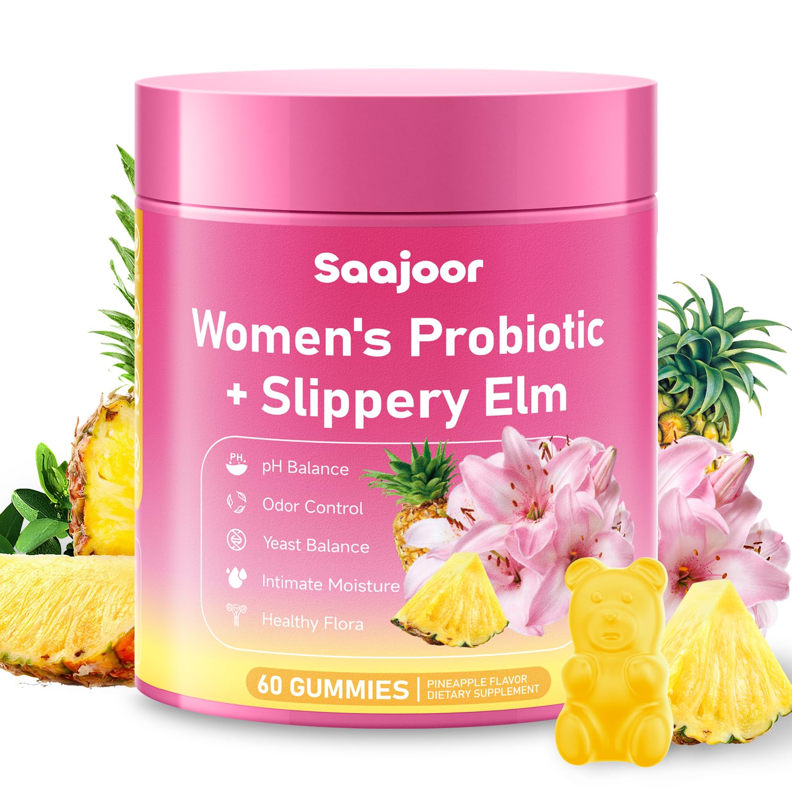 Saajoor Women Probiotic Slippery Elm Gummies Gummy 2 Count