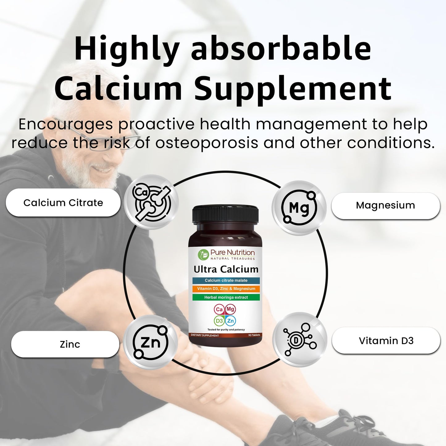 PURE NUTRITION NATURAL TREASURES Ultra Calcium 1000mg with Vitamin D3 & K, 270 Tablets
