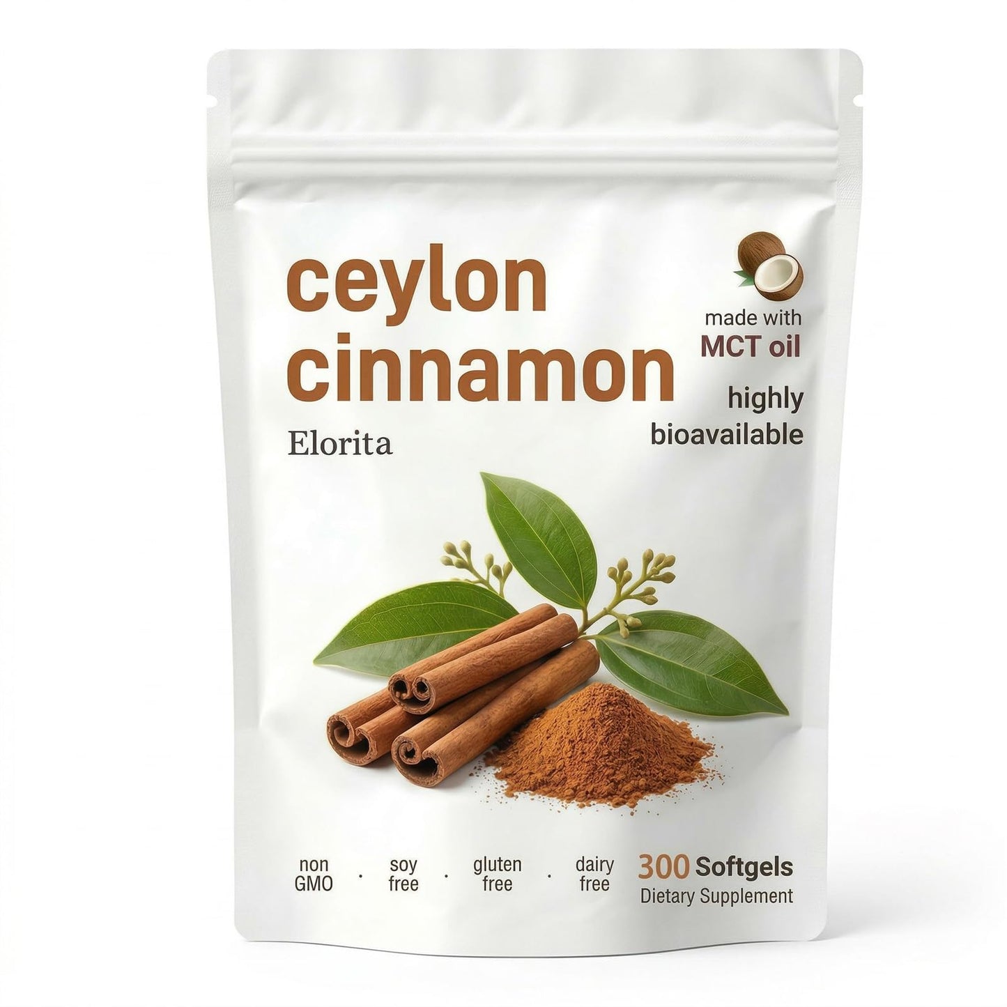 Generic Elorita Ceylon Cinnamon Softgels with MCT Oil Capsule, 1 Count