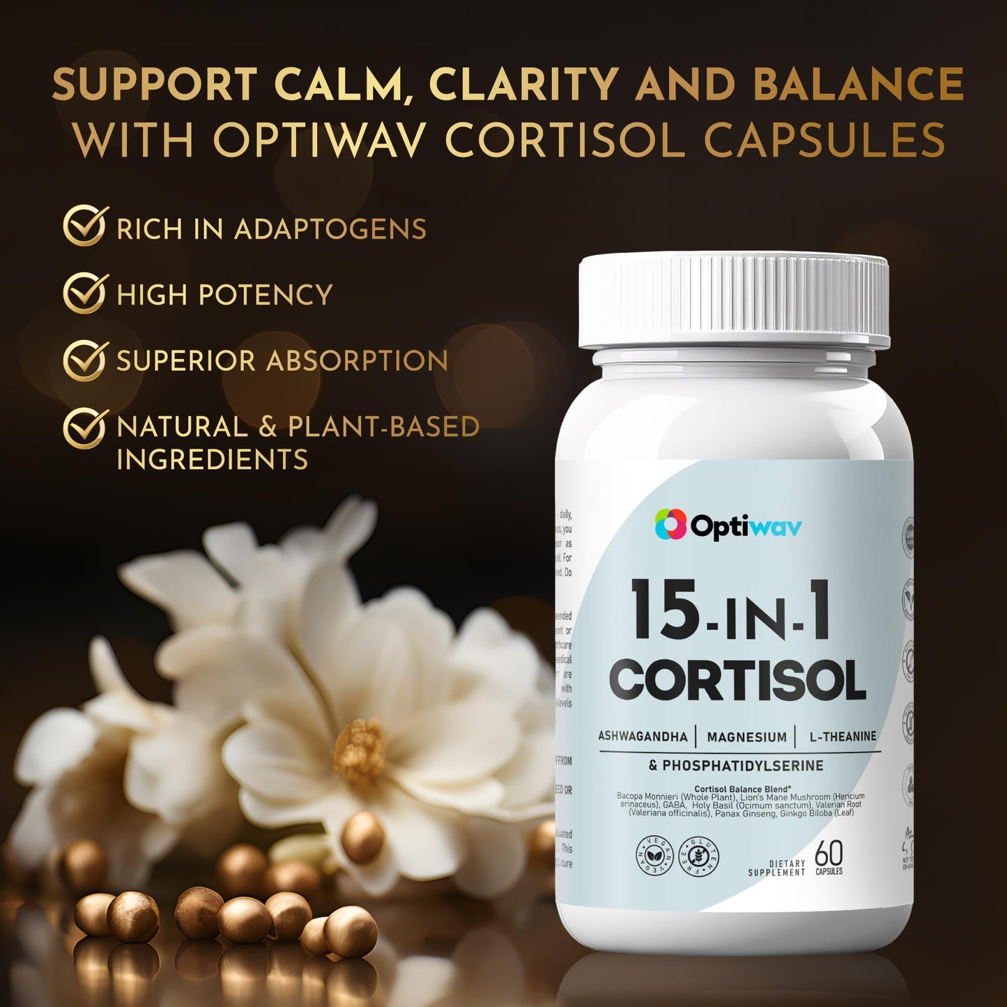 Optiwav Cortisol Detox Supplement Capsule, 60 Count