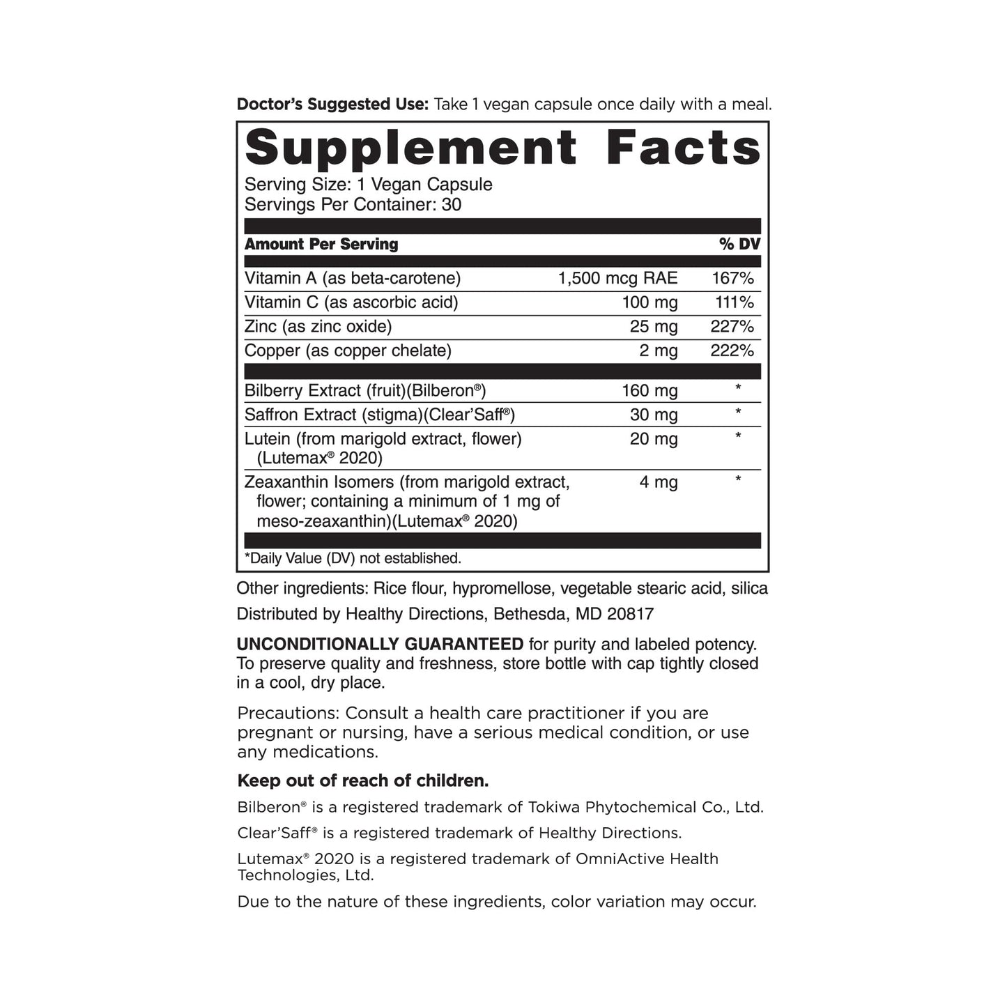 DOCTORS' PREFERRED Clinical-Grade OcuGold Eye Vitamins with Lutein and Zeaxanthin Capsules, 60 Count