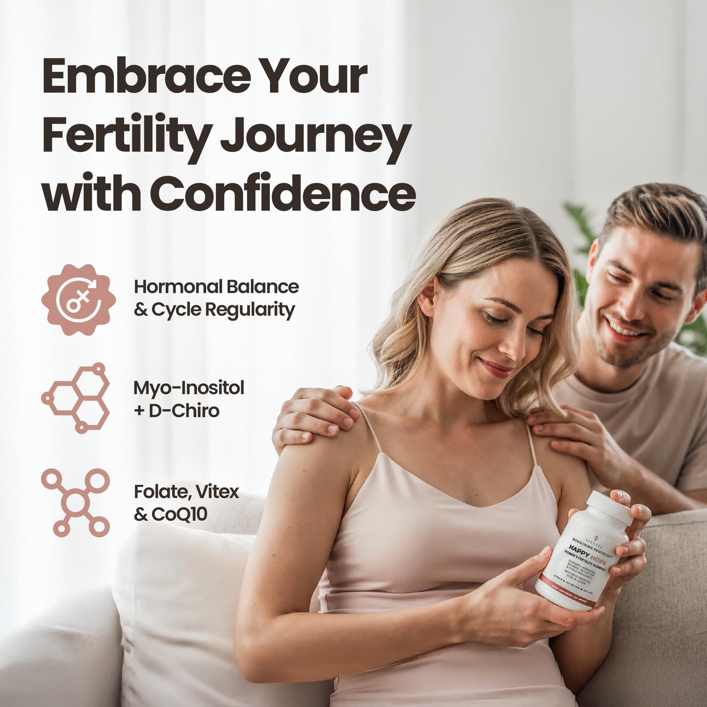 VITASEI Happy Hope Women’s Fertility Complex Capsules, 120 Count
