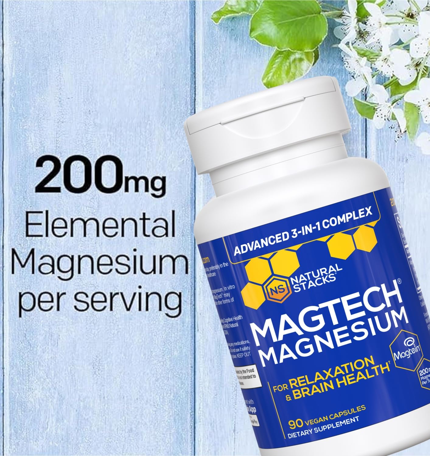 NATURAL STACKS MagTech Magnesium Complex Capsule, 90 Count