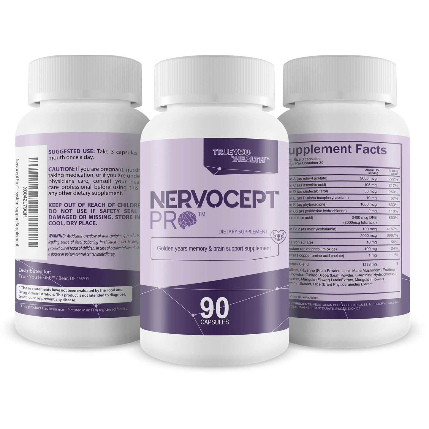 True You Health Nervocept Pro Nerve Support Capsules 90 Count