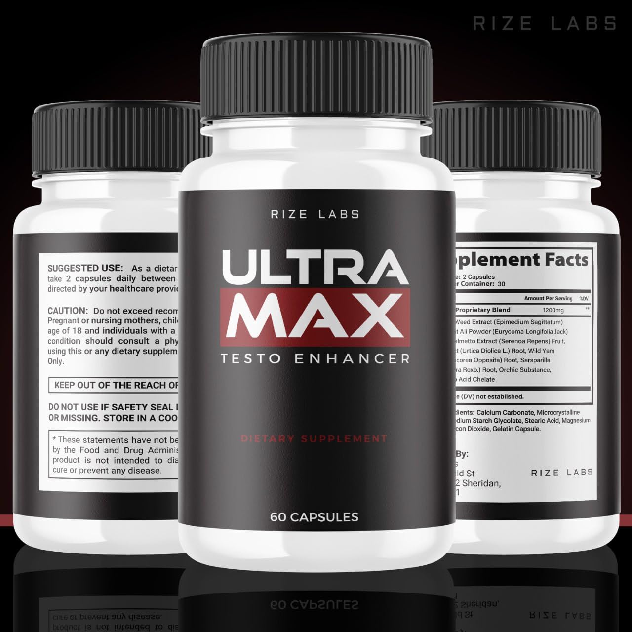 Rize Labs Ultra Max Testo Capsules, 300 Capsules