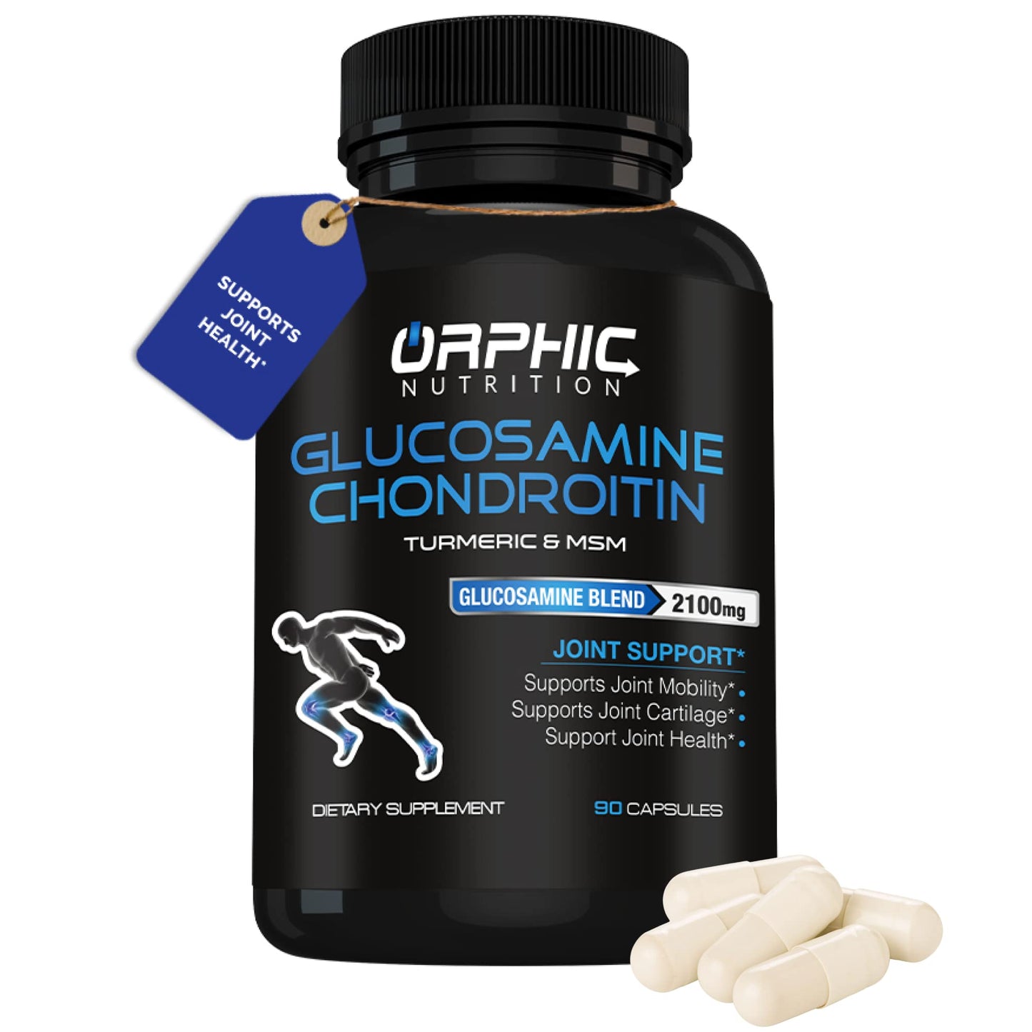 Orphic Nutrition Glucosamine Chondroitin MSM 2100mg Capsules, 90 Count