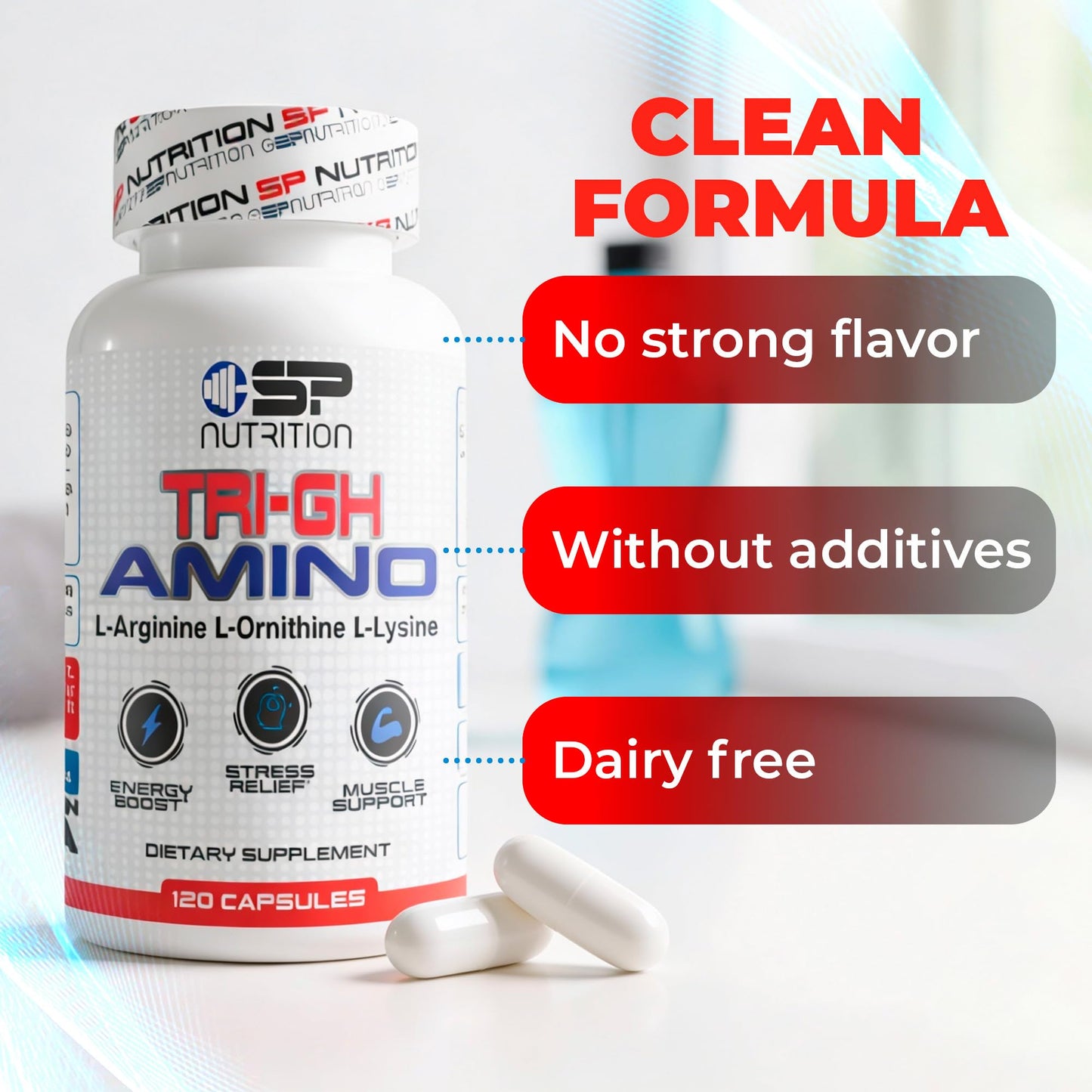 S Nutrition Tri-GH Amino Complex, L-Arginine L-Ornithine L-Lysine Capsules, 90 Count