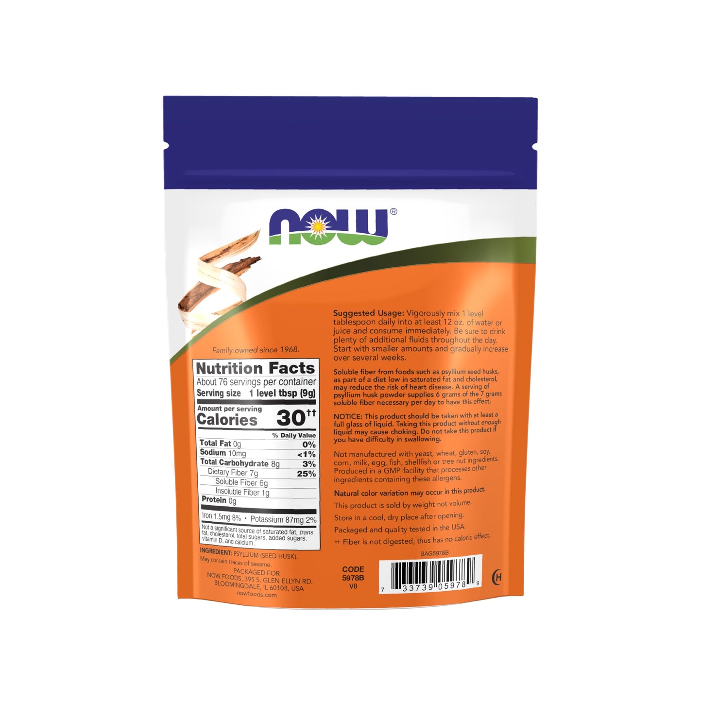 NOW Foods Psyllium Husk Powder 24-Ounce