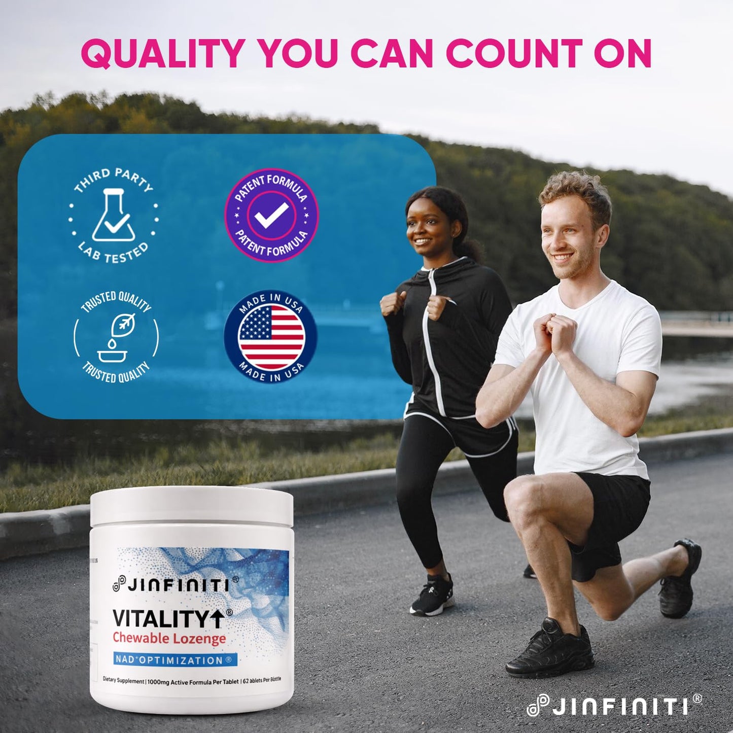 Jinfiniti Vitality NAD+ Optimization Chewable Lozenge Tablet, 60 Tablets