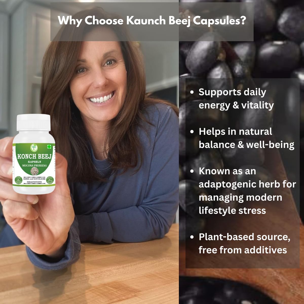 Morsan Healthcare Kaunch Beej Capsules, Mucuna pruriens, 240 Count