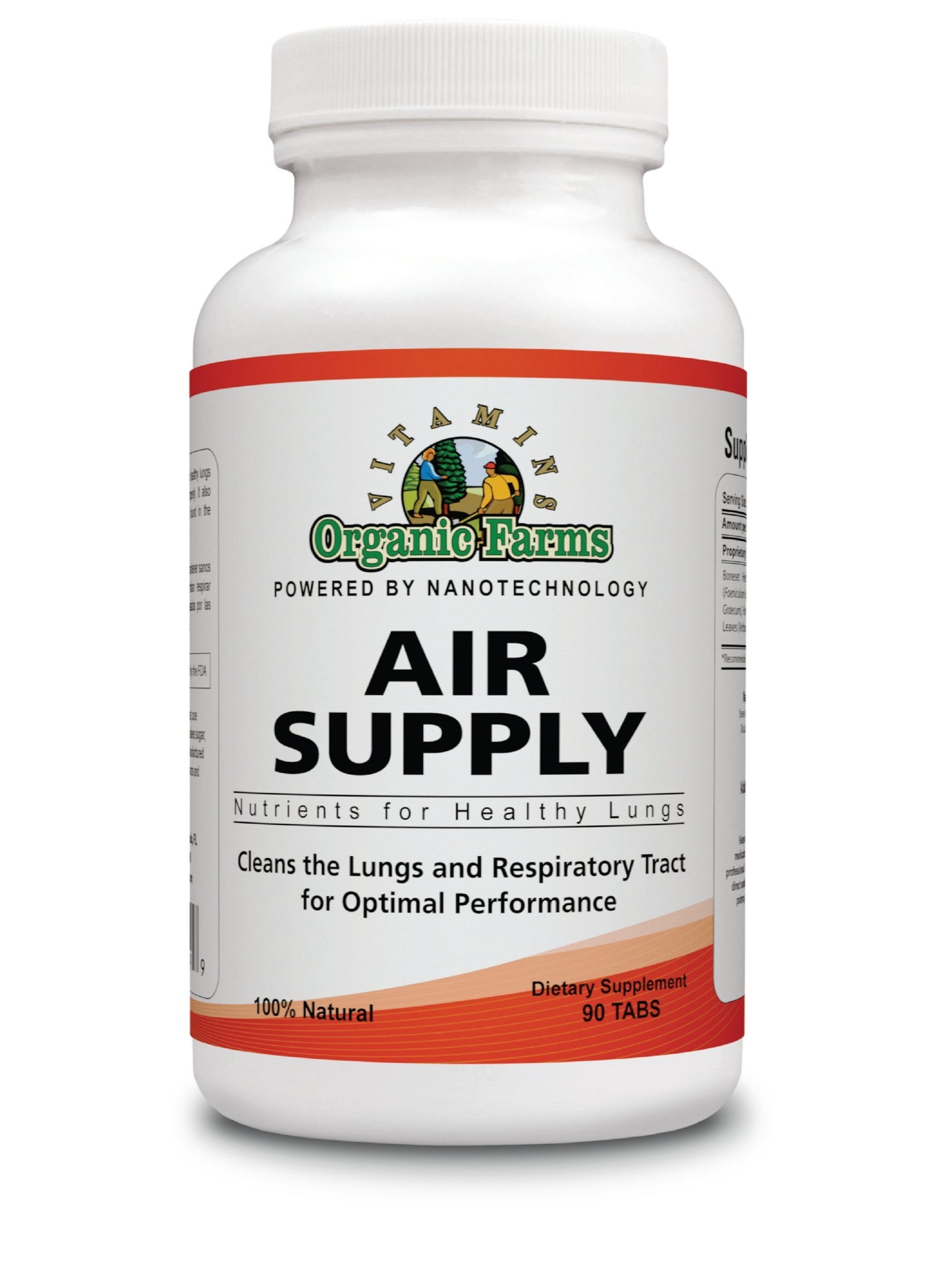 Organic Farms Vitamins Air Supply Nutrients for Healthy Lungs, 90 Tablets