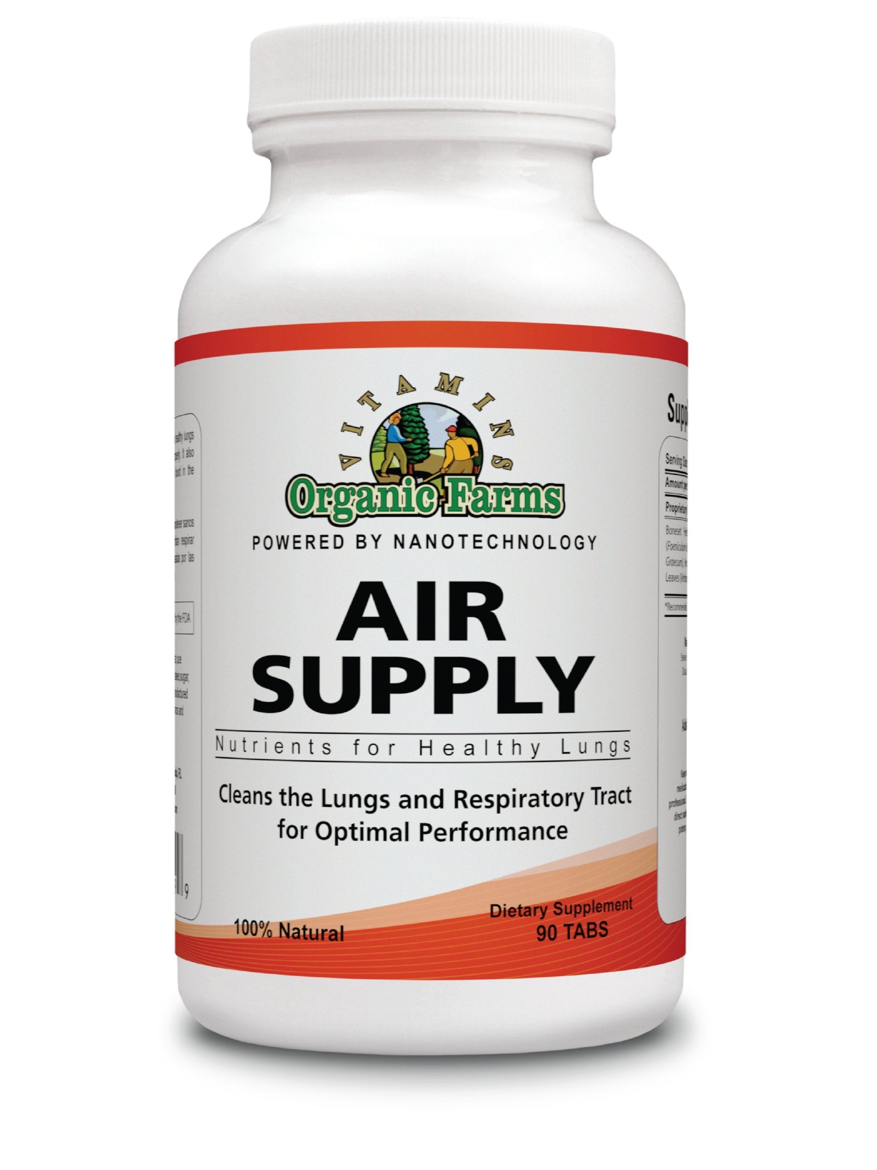 Organic Farms Vitamins Air Supply Nutrients for Healthy Lungs, 90 Tablets