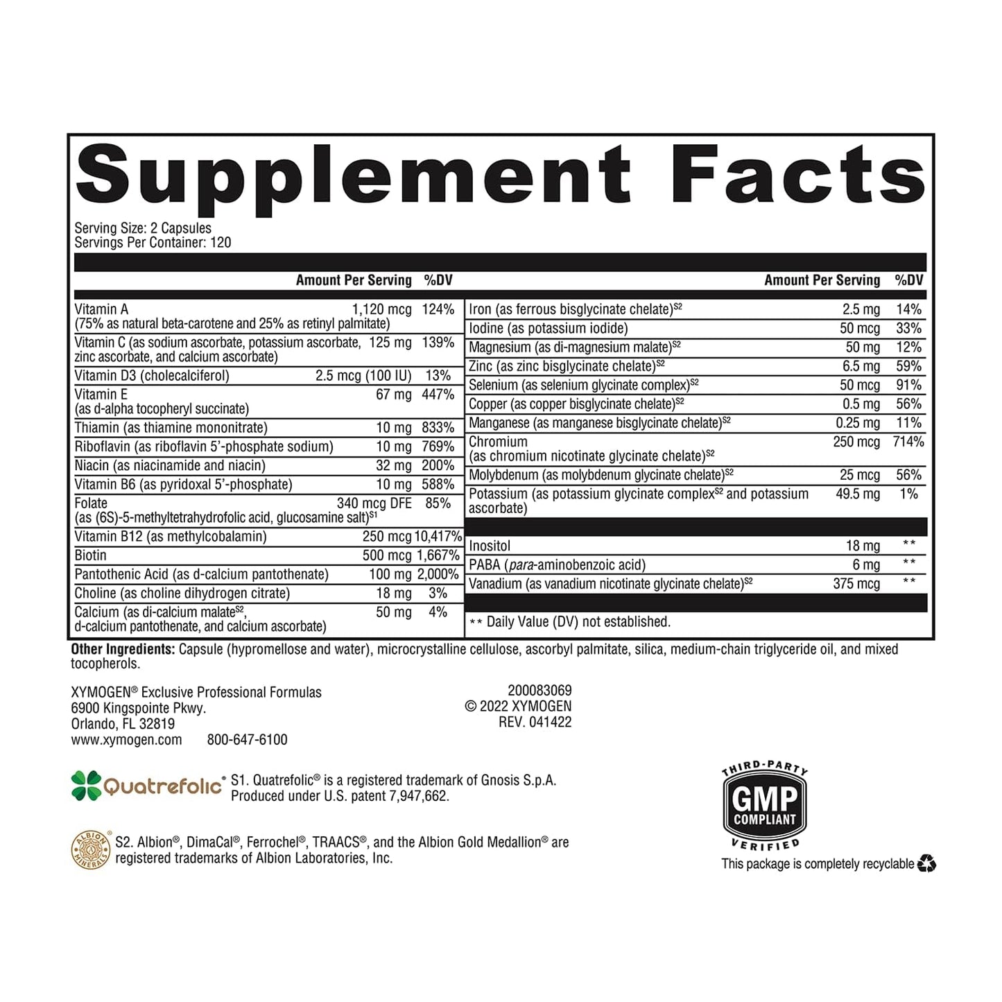 XYMOGEN ActivNutrients Multivitamin & Multimineral Formula Capsule, 240 Count