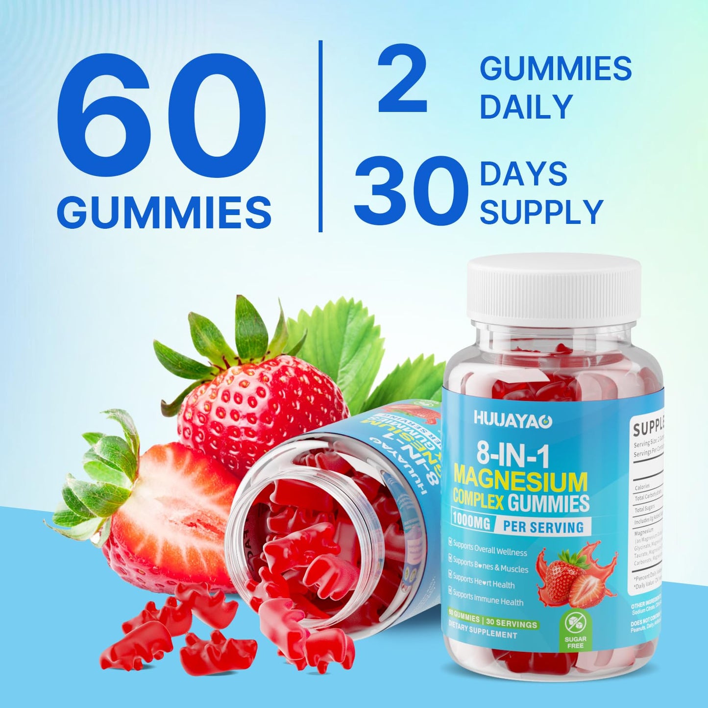 HUUAYAO Magnesium Complex Gummies 120 Count