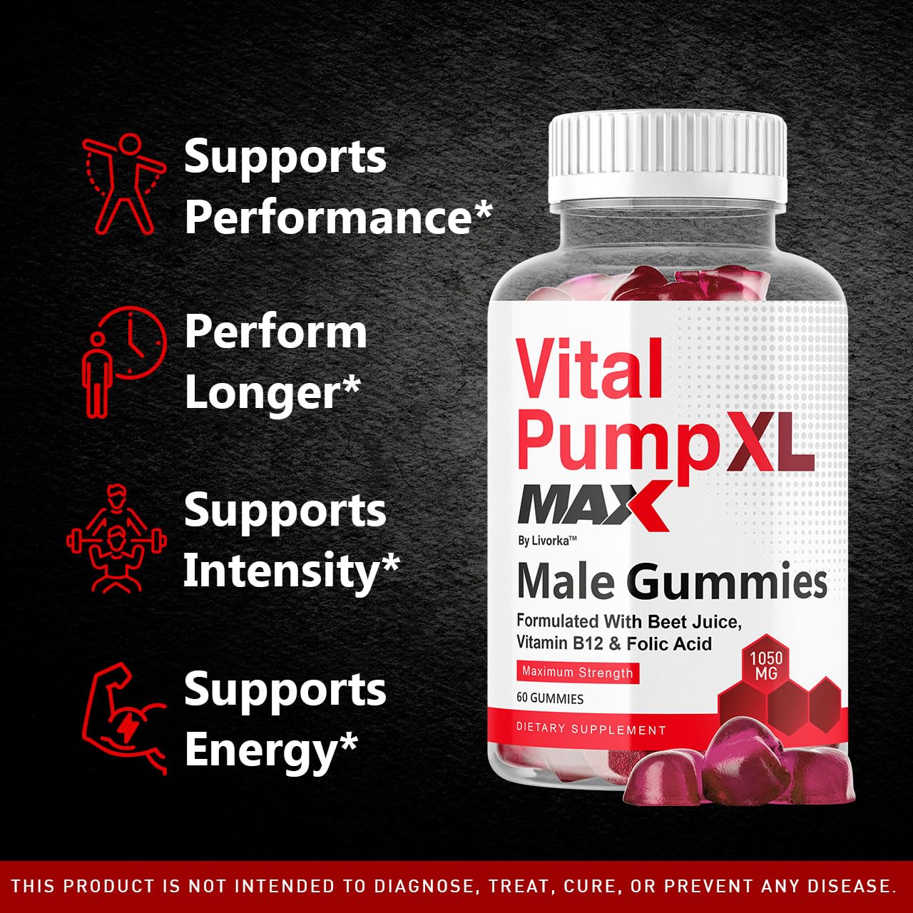 LIVORKA Vital Pump XL Max for Men Gummies, 300 Gummies
