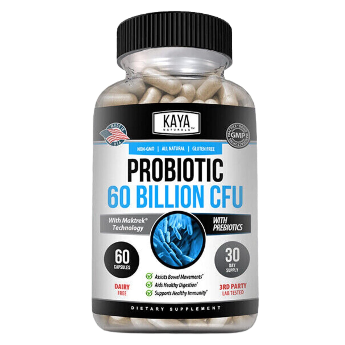 Kaya Naturals Probiotic 60 Billion CFU Capsules, 60 Count