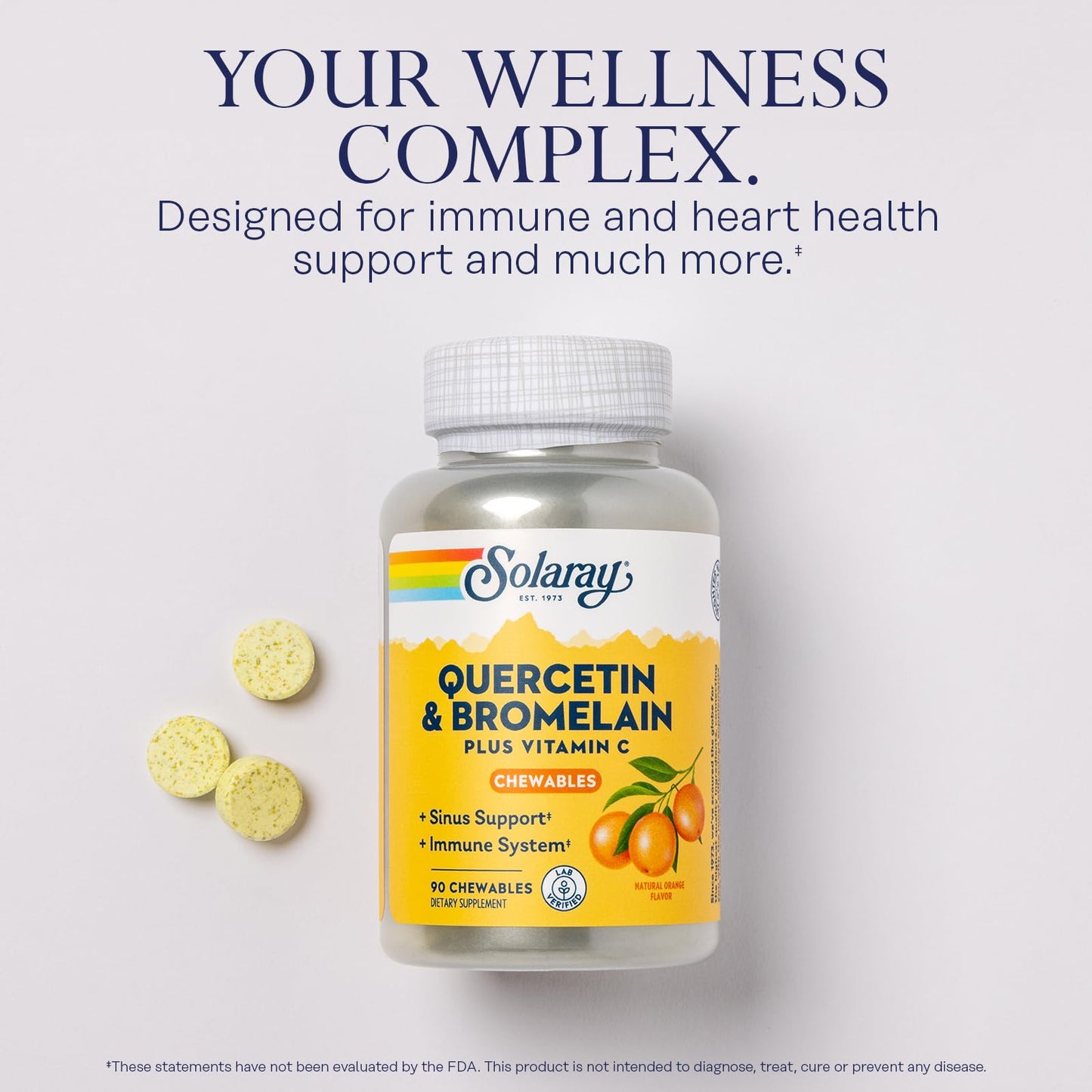 SOLARAY Quercetin with Bromelain and Vitamin C Chewables 90 Count