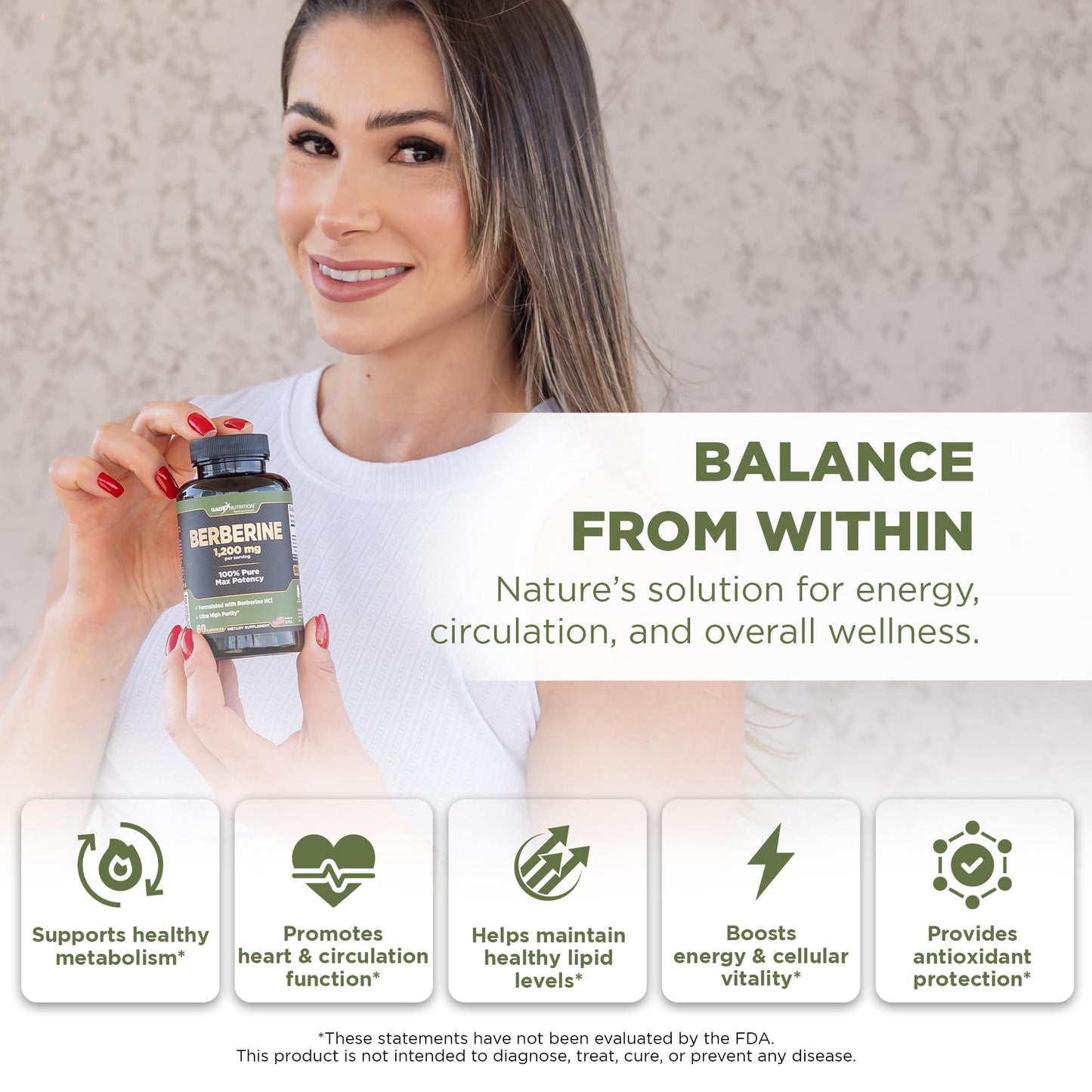 GADE NUTRITION BOOST YOUR HEALTH Berberine HCI 1200mg Capsule 60 Count