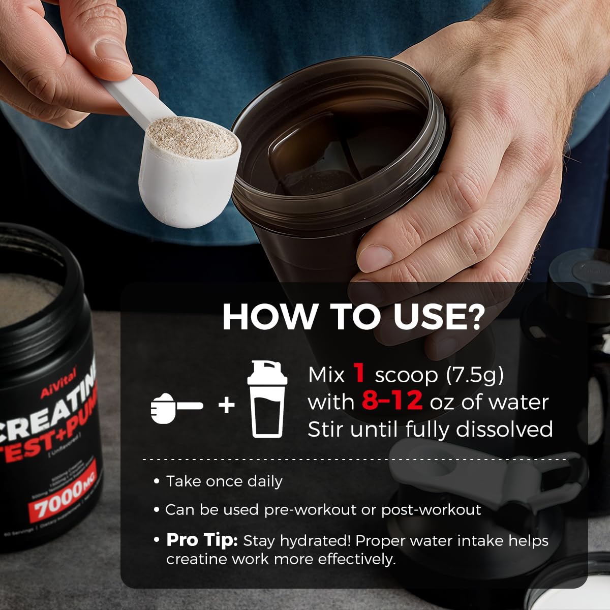 AiVital Creatine Powder for Men 15.88 oz