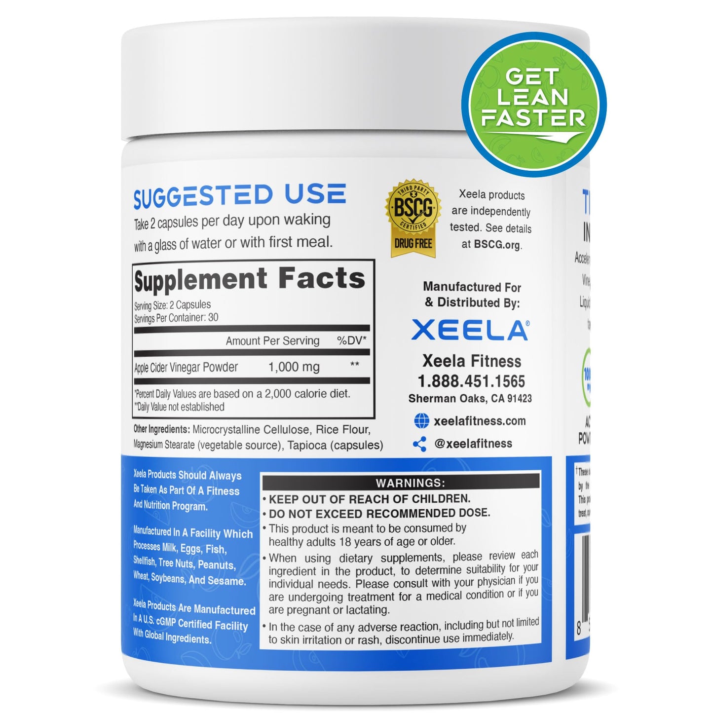 XEELA Apple Cider Vinegar Capsules with The Mother, Appetite & Craving Support and Weight Management, 90 Capsules