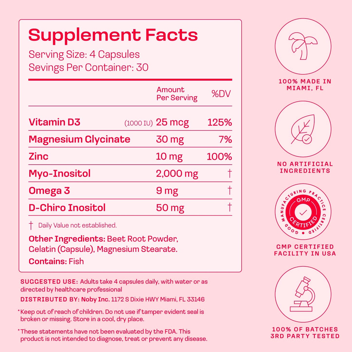 Peach Perfect Inositol Multivitamin with Myo-Inositol & D-Chiro 40:1 Capsule 180 Count