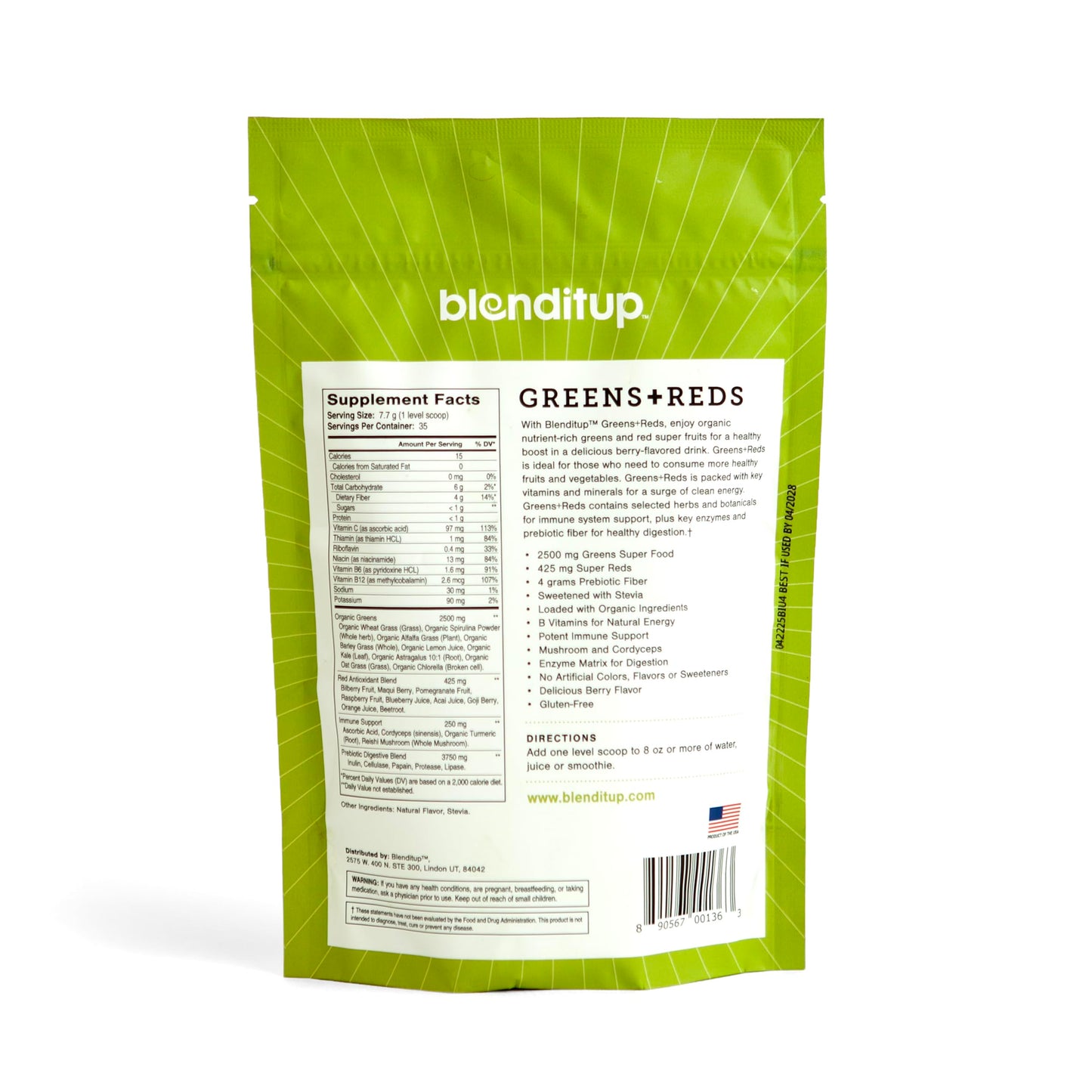 BlendItUp Super Greens & Reds Powder 9.5 Ounce