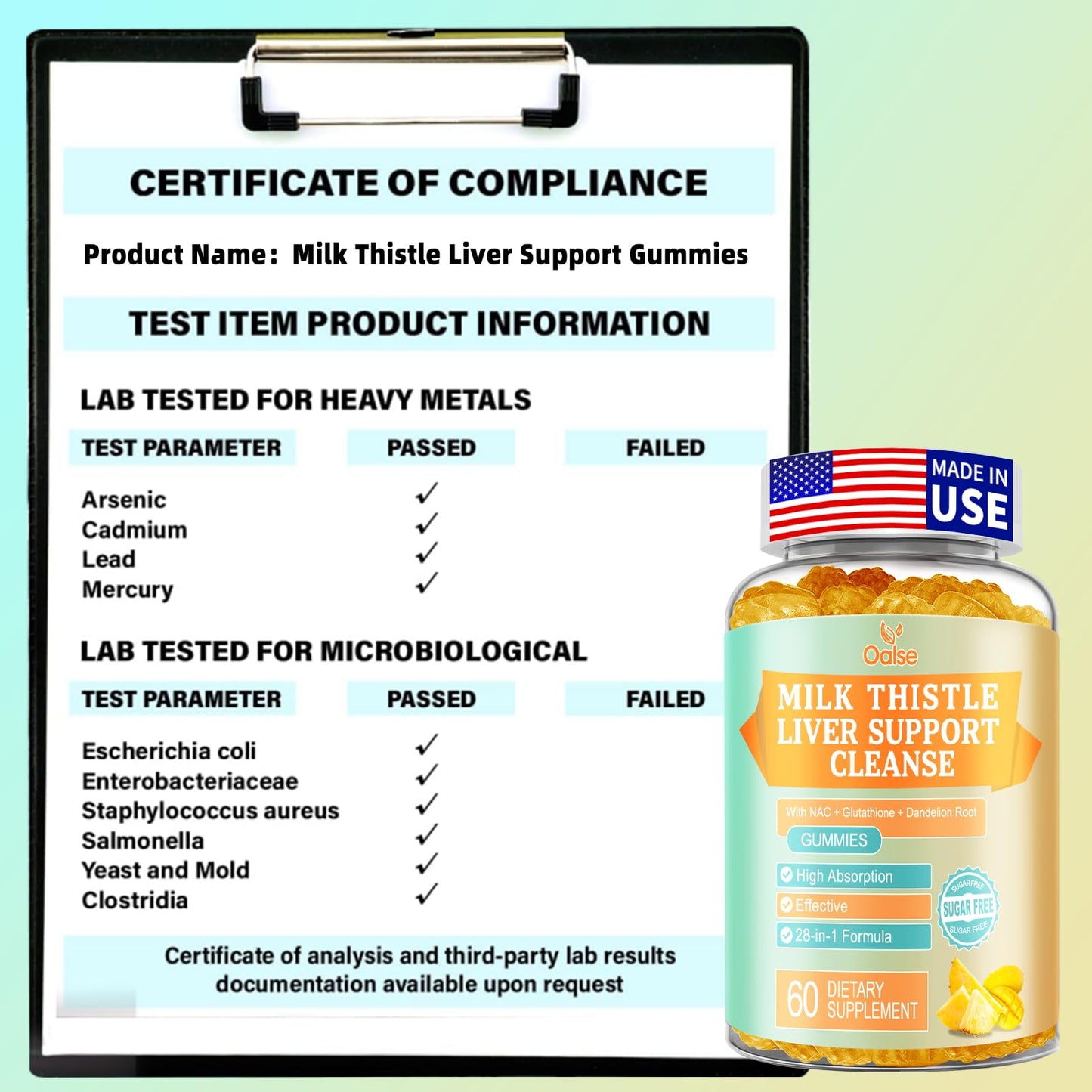 OALSE Liver Cleanse Detox & Repair 2000 mg Milk Thistle Gummies 60 Count