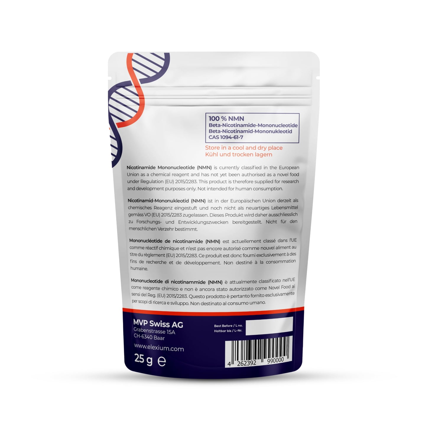 ELEXIUM Nicotinamide Mononucleotide NMN Supplement Powder 0.88 oz