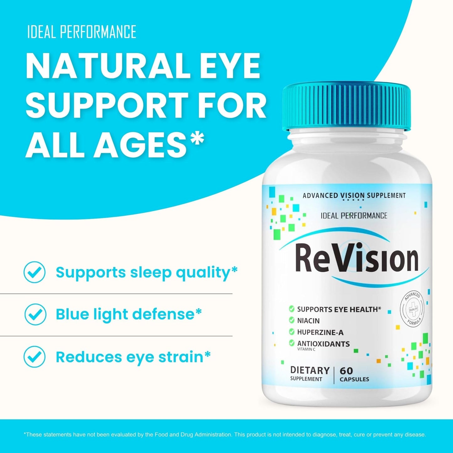 IDEAL PERFORMANCE Revision Eye Supplement Advanced Vision 2.0 Eye Care Complex Vitamin Capsules Pro, 180 Capsules