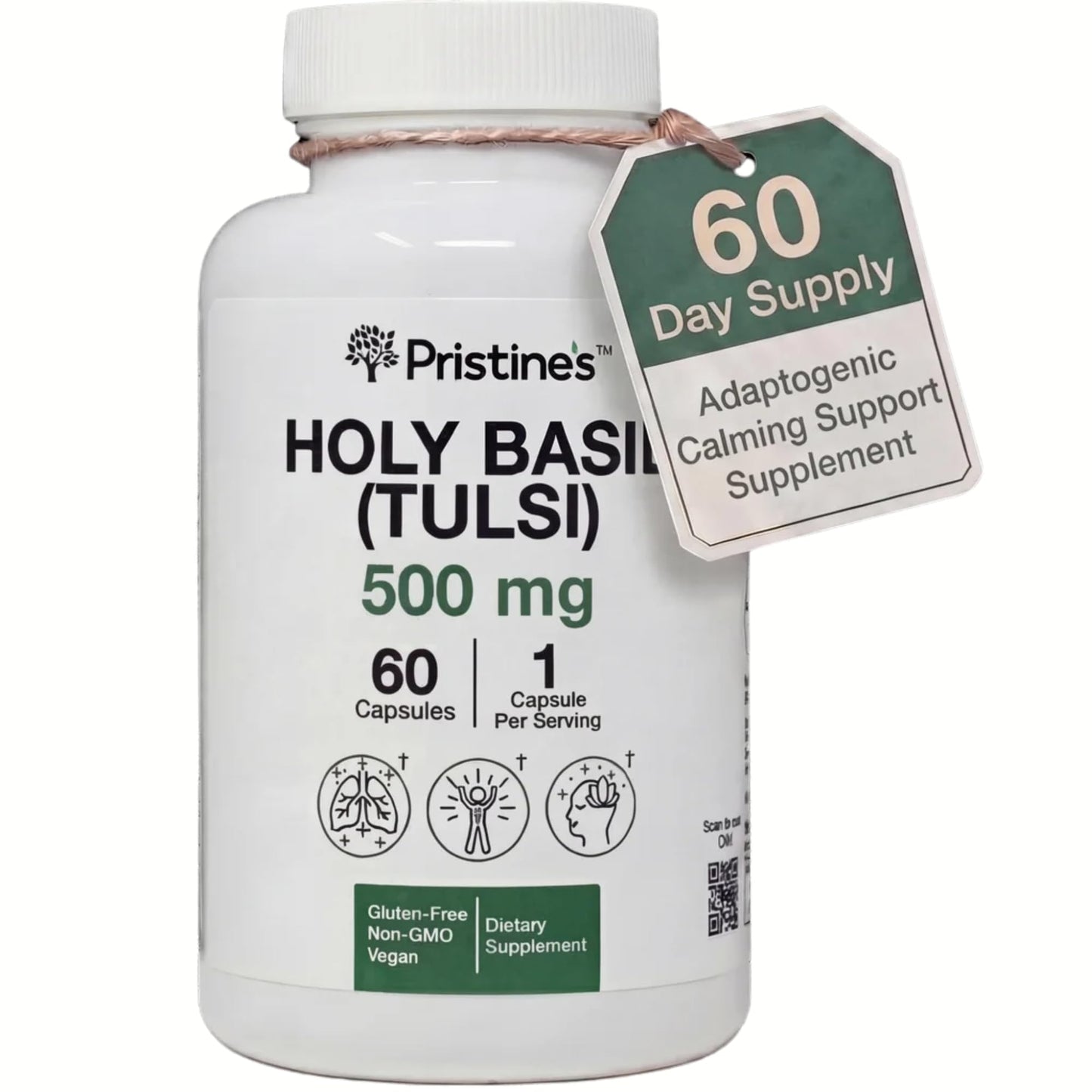 PRISTINE'S Holy Basil 500 mg Capsules - 60 Count